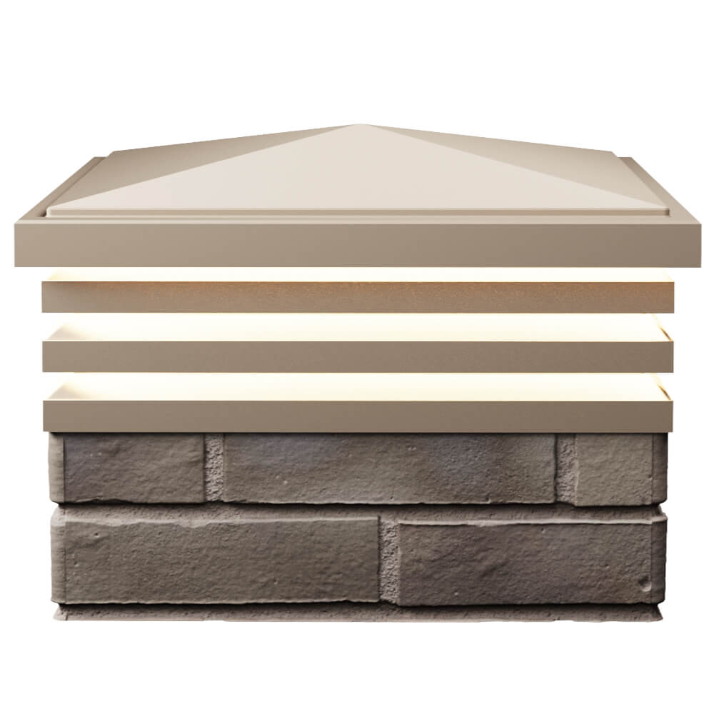 Колпак Zking Бона ХайТек Бежевый на столб 1.5х1.5 кирпича (385х385мм) с подсветкой в Воронеже фото