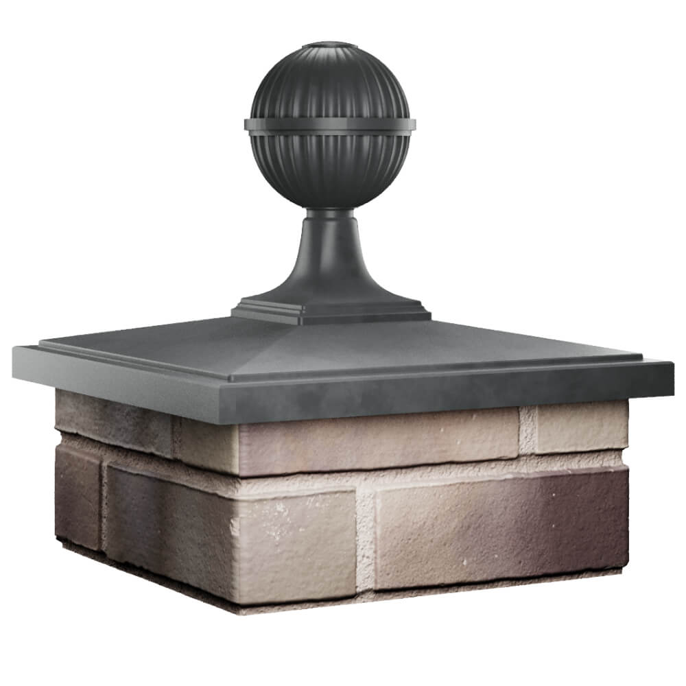 Колпак Zking БонаМоно Серый с шаром на столб 1.5х1.5 кирпича (385х385, 400х400мм) в сборе в Воронеже фото