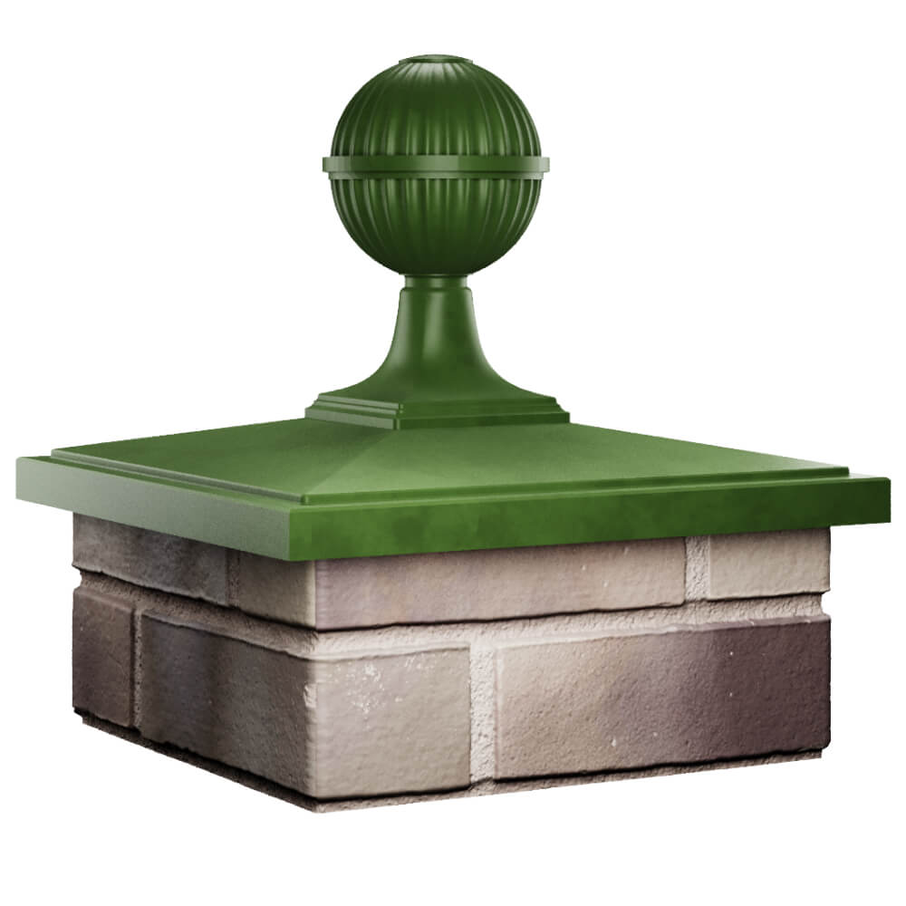 Колпак Zking БонаМоно Зеленый с шаром на столб 1.5х1.5 кирпича (385х385, 400х400мм) в сборе в Воронеже фото