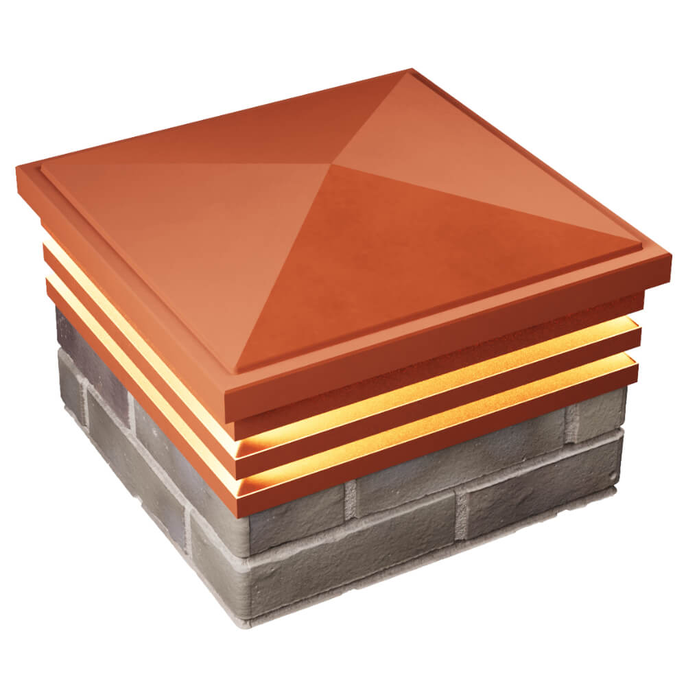 Колпак Zking Бона ХайТек Красный на столб 1.5х1.5 кирпича (385х385мм) с подсветкой в Воронеже фото