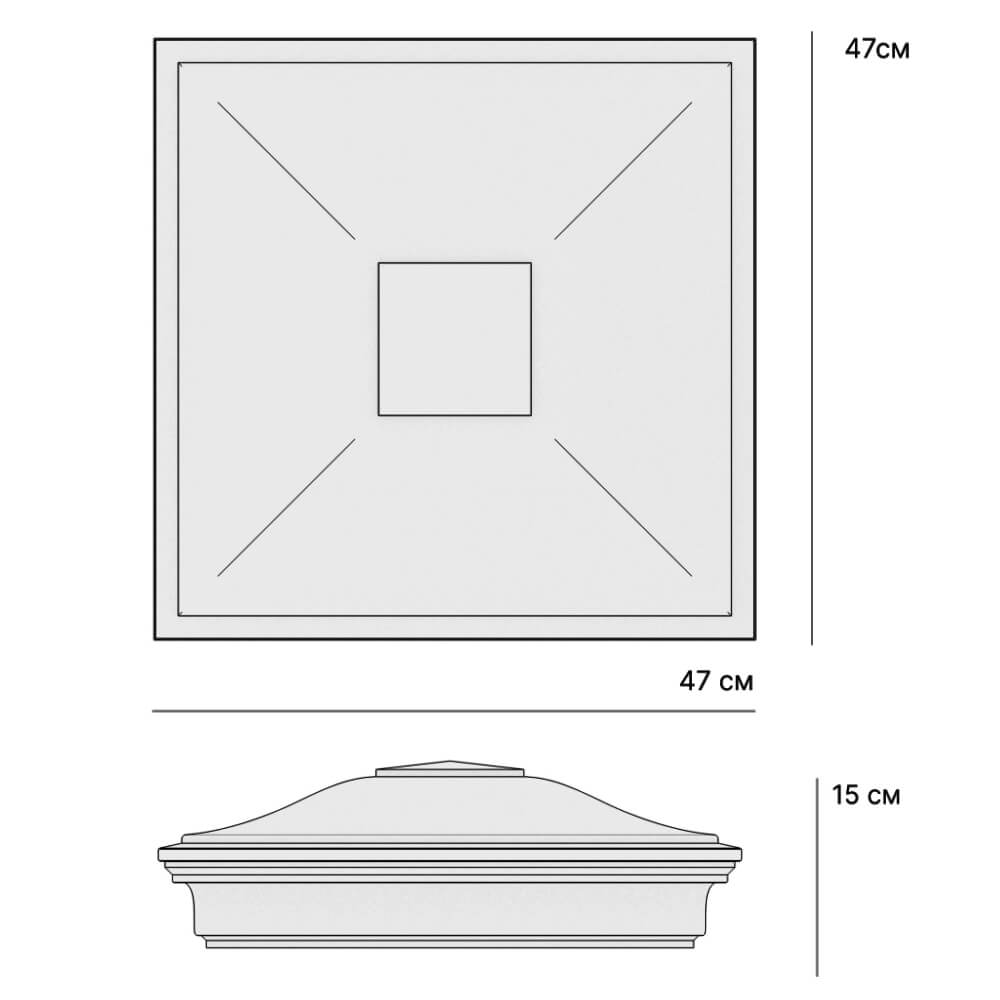 Колпак Zking Монблан Бежевый на столб 1.5х1.5 кирпича (385х385мм) с подсветкой в Воронеже фото
