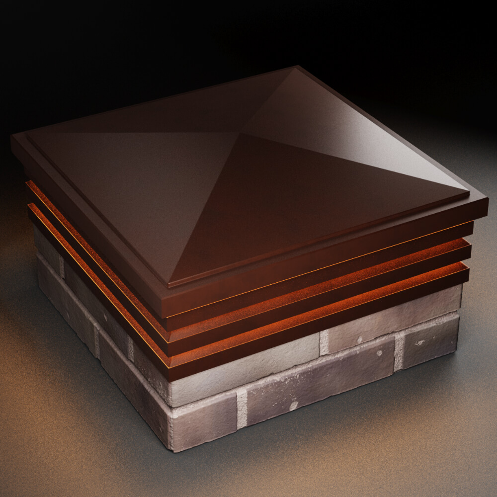 Колпак Zking Бона ХайТек Коричневый на столб 2х2 кирпича (513х513мм) с подсветкой в Воронеже фото