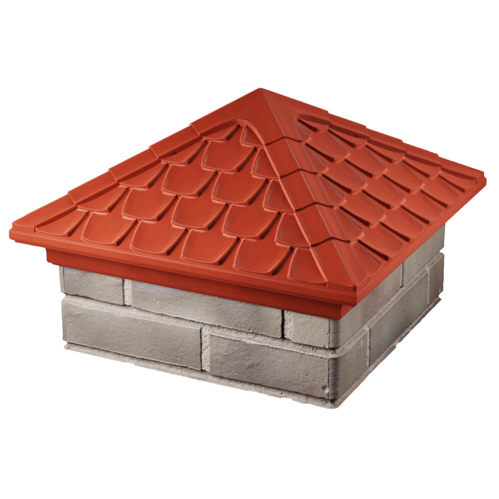 Колпак Zking Эльбрус Красный на столб 1.5х1.5 кирпича (385х385мм) в Воронеже фото