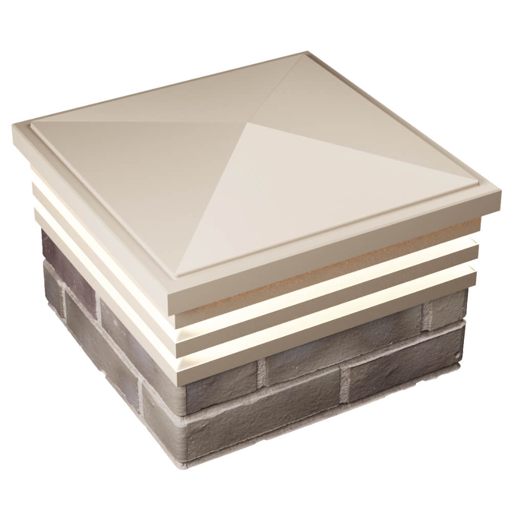 Колпак Zking Бона ХайТек Бежевый на столб 1.5х1.5 кирпича (385х385мм) с подсветкой в Воронеже фото