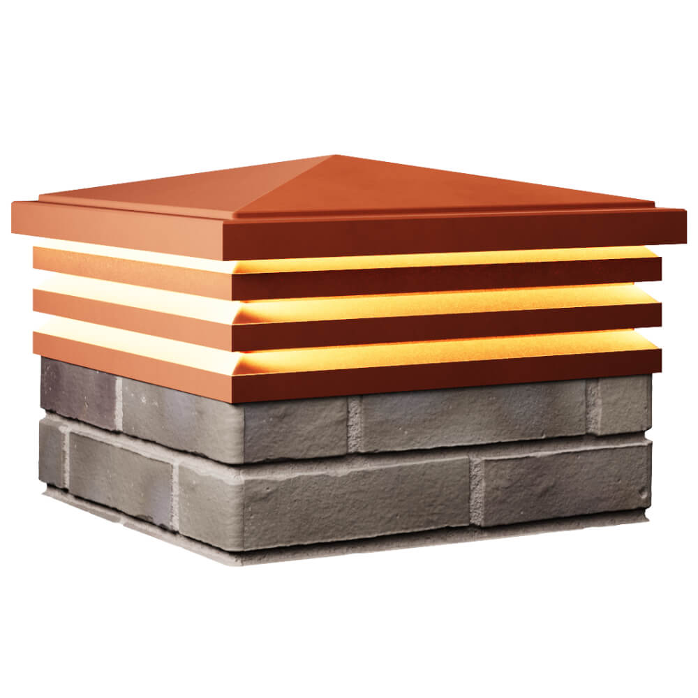 Колпак Zking Бона ХайТек Красный на столб 1.5х1.5 кирпича (385х385мм) с подсветкой в Воронеже фото