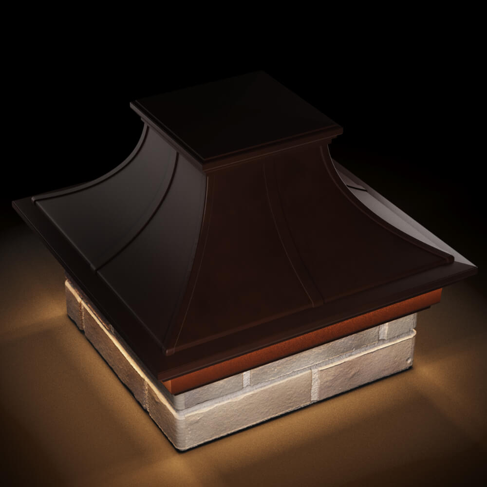 Колпак Zking Монблан Премиум Коричневый на столб 1.5х1.5 кирпича (385х385мм) с подсветкой в Воронеже фото