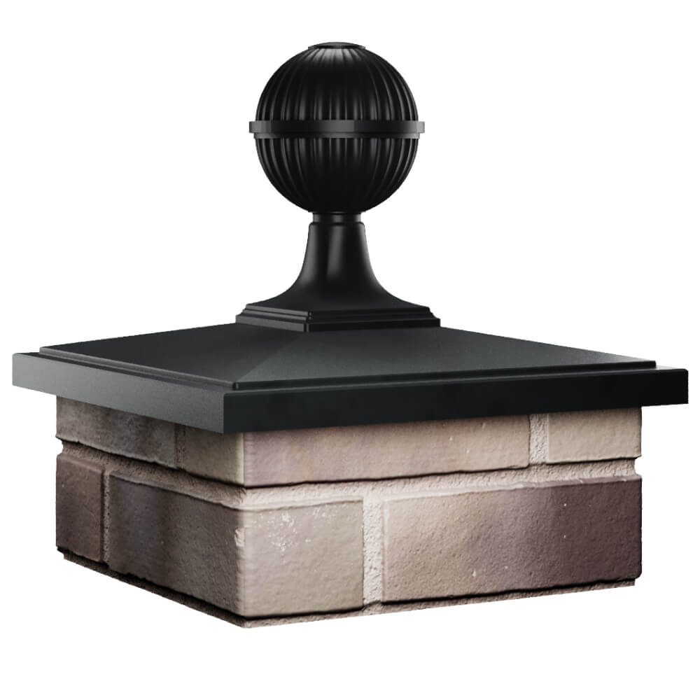 Колпак Zking БонаМоно Черный с шаром на столб 1.5х1.5 кирпича (385х385, 400х400мм) в сборе в Воронеже фото