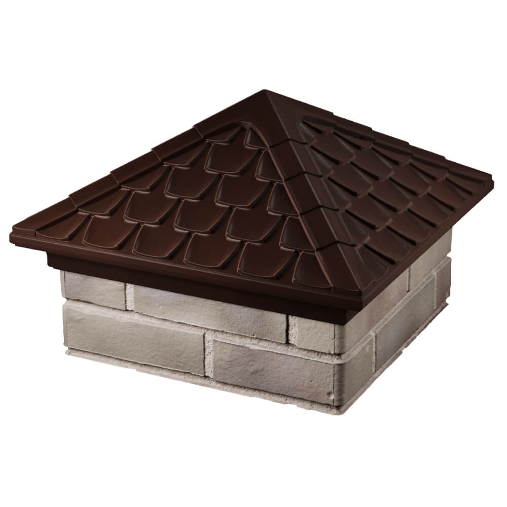 Колпак Zking Эльбрус Коричневый на столб 1.5х1.5 кирпича (385х385мм) в Воронеже фото