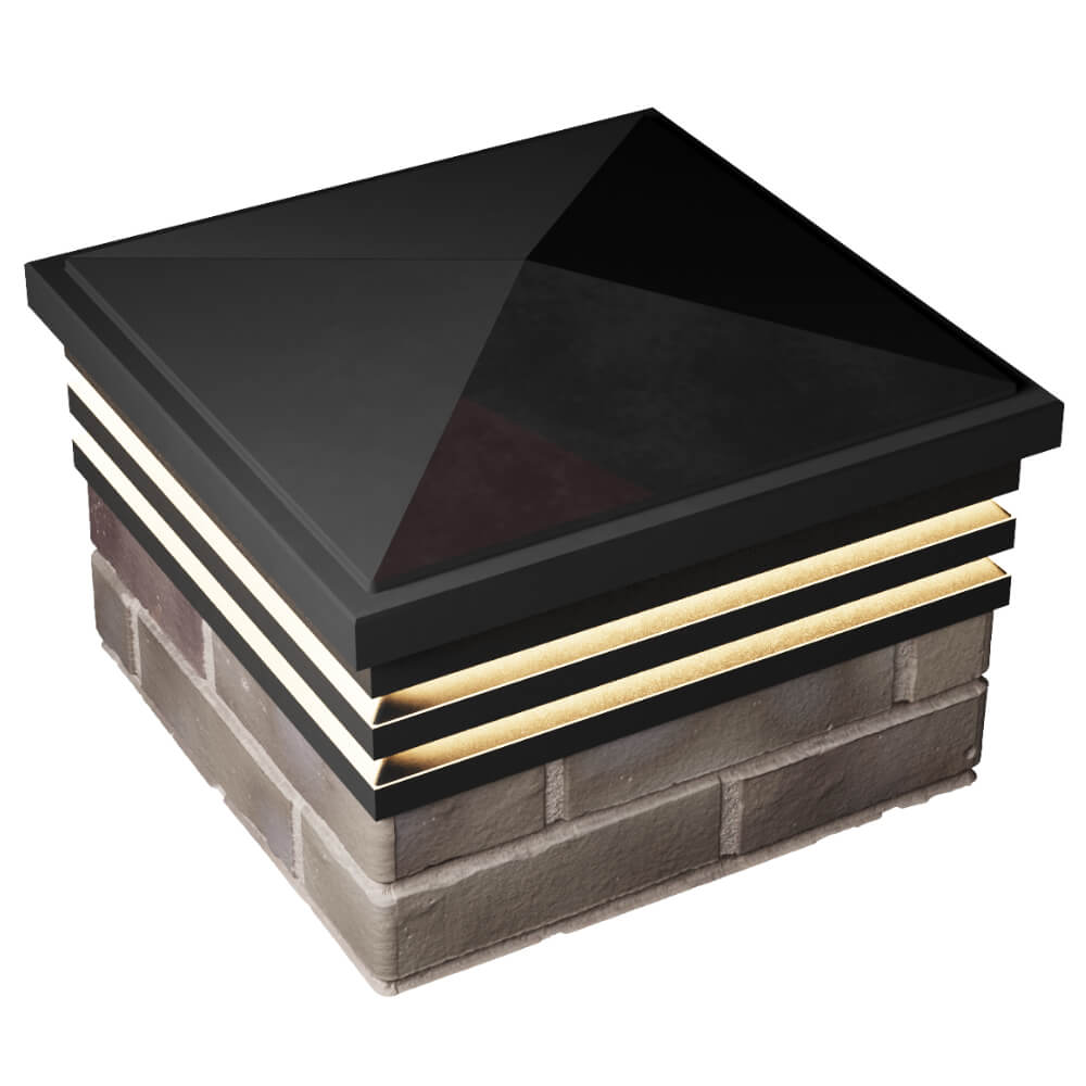 Колпак Zking Бона ХайТек Черный на столб 1.5х1.5 кирпича (385х385мм) с подсветкой в Воронеже фото