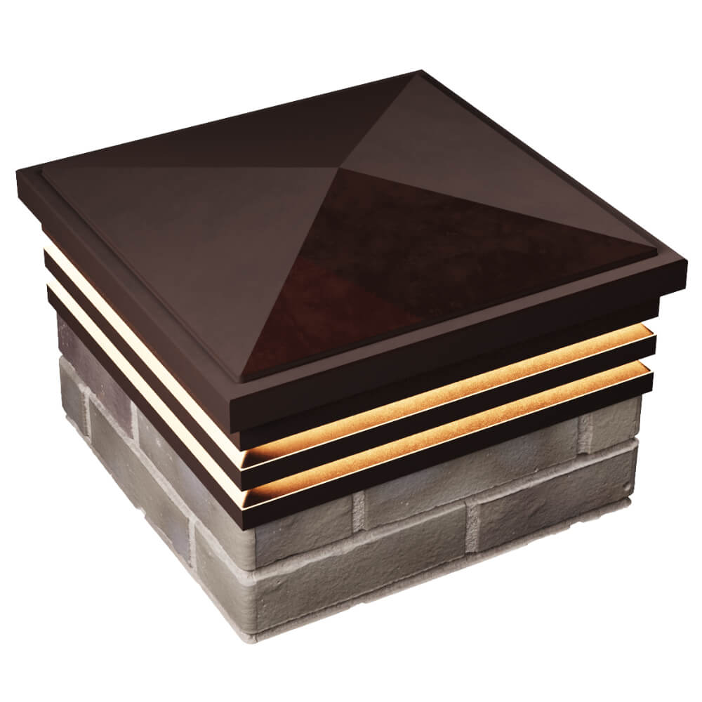 Колпак Zking Бона ХайТек Коричневый на столб 1.5х1.5 кирпича (385х385мм) с подсветкой в Воронеже фото