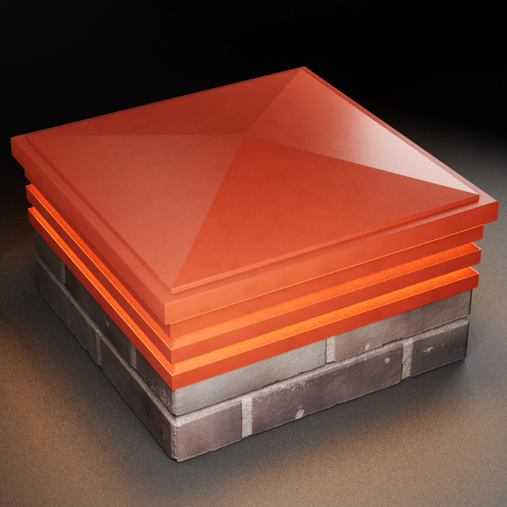 Колпак Zking Бона ХайТек Красный на столб 2х2 кирпича (513х513мм) с подсветкой в Воронеже фото