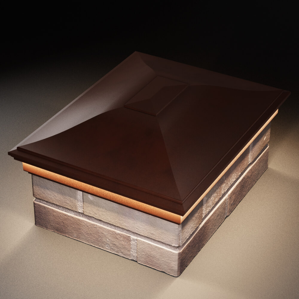 Колпак Zking Монблан Коричневый на столб 2х1.5 кирпича (515х385мм) c подсветкой в Воронеже фото