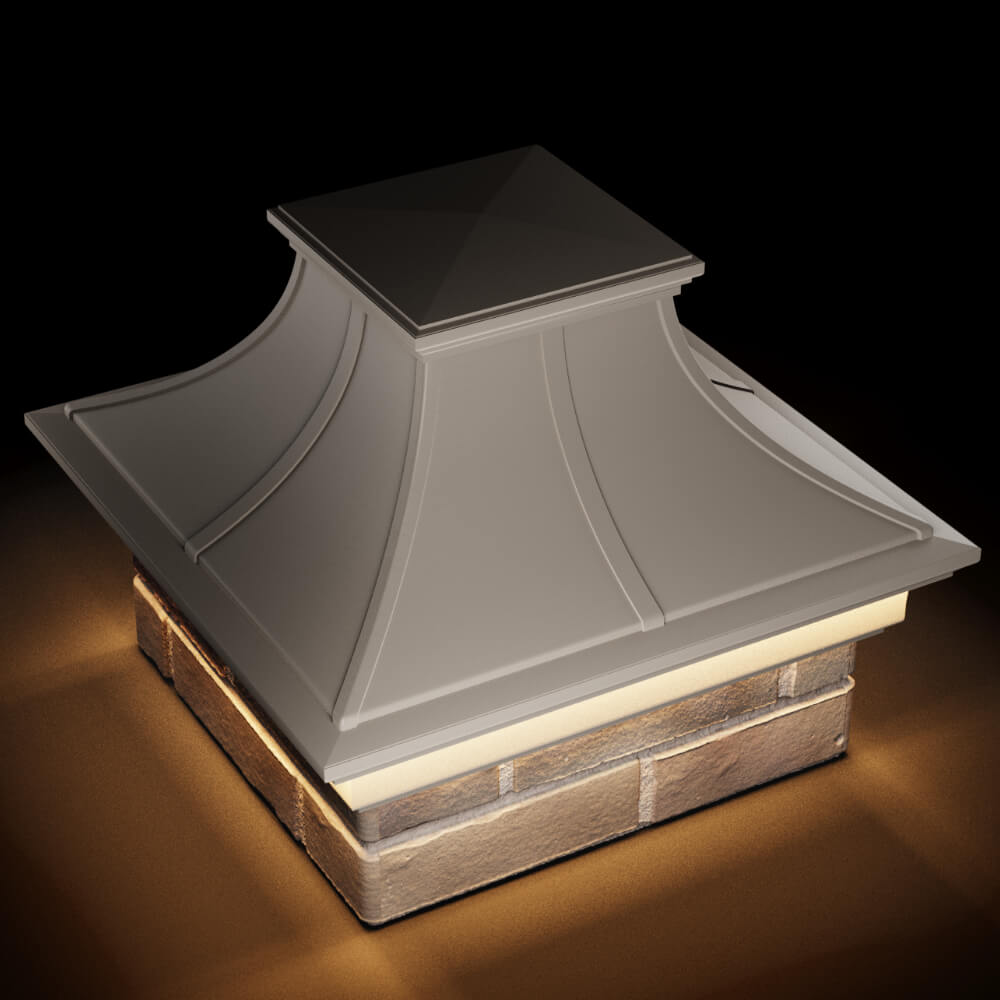 Колпак Zking Монблан Премиум Бежевый на столб 1.5х1.5 кирпича (385х385мм) с подсветкой в Воронеже фото