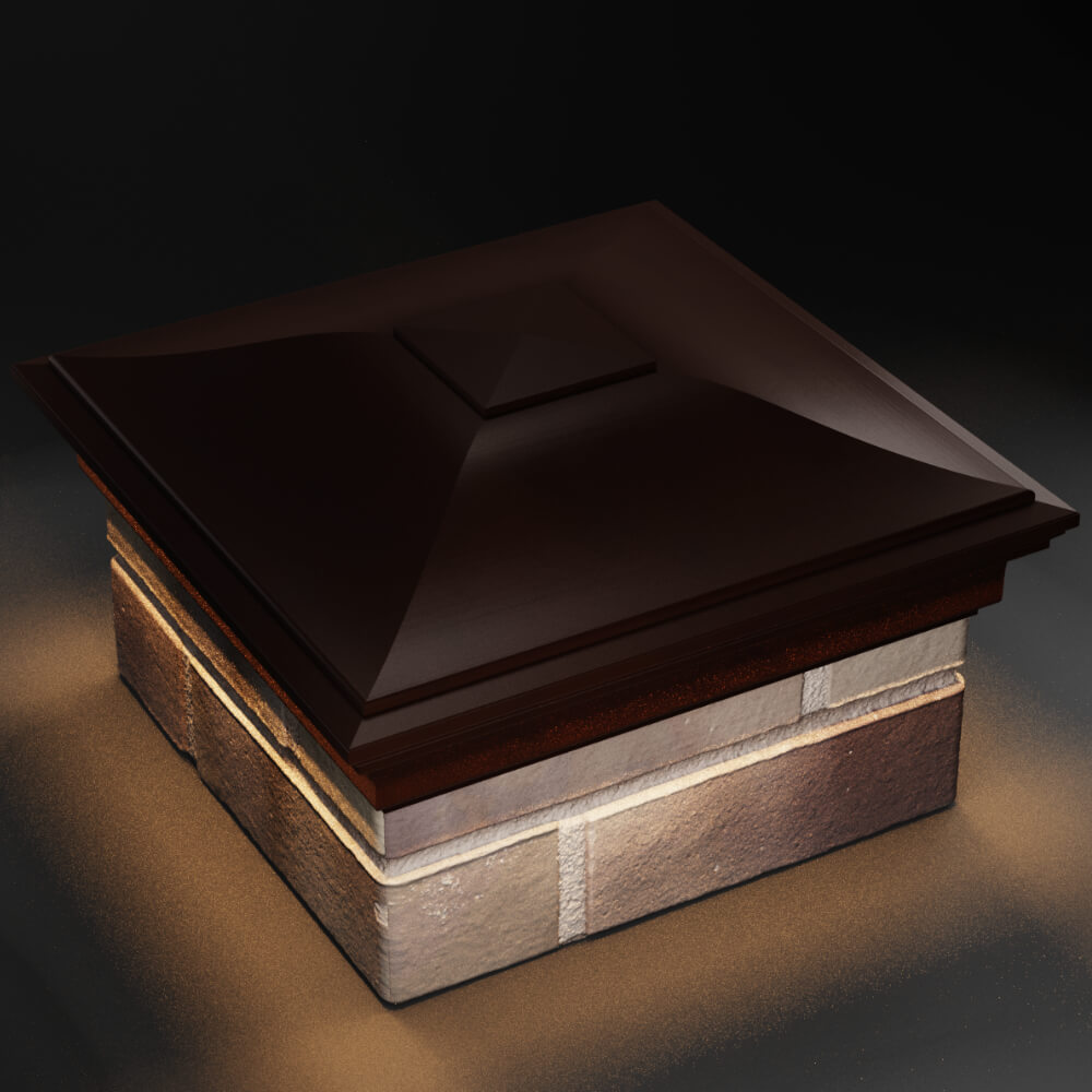 Колпак Zking Монблан Коричневый на столб 1.5х1.5 кирпича (385х385мм) с подсветкой в Воронеже фото