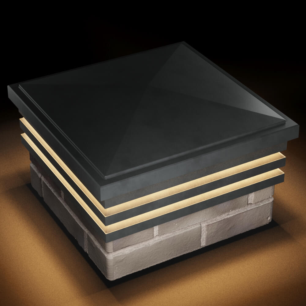 Колпак Zking Бона ХайТек Серый на столб 1.5х1.5 кирпича (385х385мм) с подсветкой в Воронеже фото