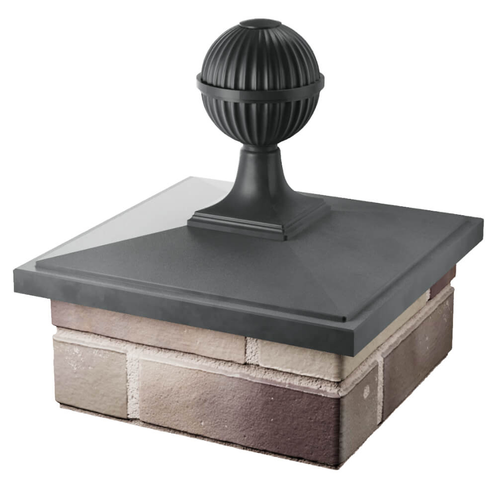 Колпак Zking БонаМоно Серый с шаром на столб 1.5х1.5 кирпича (385х385, 400х400мм) в сборе в Воронеже фото
