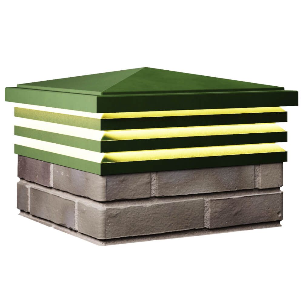 Колпак Zking Бона ХайТек Зеленый на столб 1.5х1.5 кирпича (385х385мм) с подсветкой в Воронеже фото