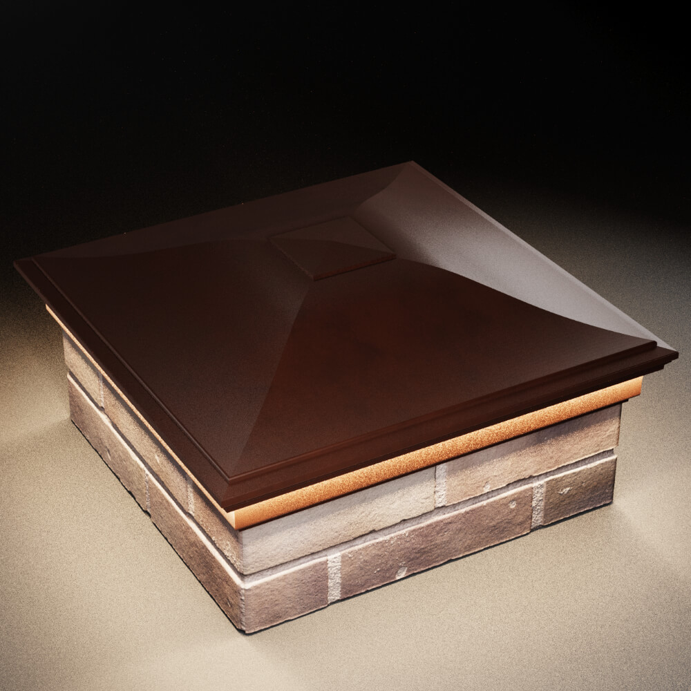 Колпак Zking Монблан Коричневый на столб 2х2 кирпича (515х515мм) c подсветкой в Воронеже фото