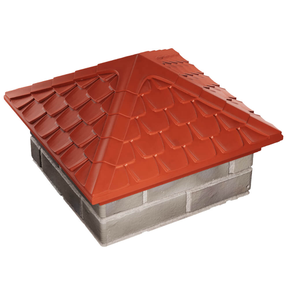 Колпак Zking Эльбрус Красный на столб 1.5х1.5 кирпича (385х385мм) в Воронеже фото