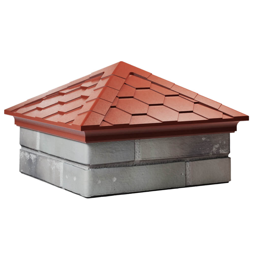 Колпак Zking Эверест Красный на столб 1.5х1.5 кирпича (390х390мм) в Воронеже фото