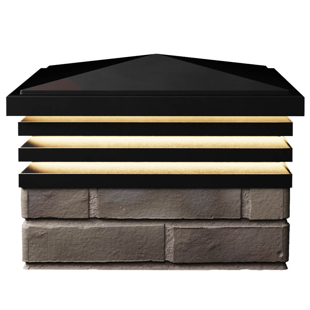 Колпак Zking Бона ХайТек Черный на столб 1.5х1.5 кирпича (385х385мм) с подсветкой в Воронеже фото