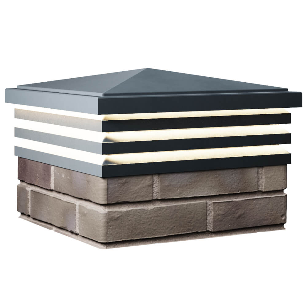 Колпак Zking Бона ХайТек Серый на столб 1.5х1.5 кирпича (385х385мм) с подсветкой в Воронеже фото