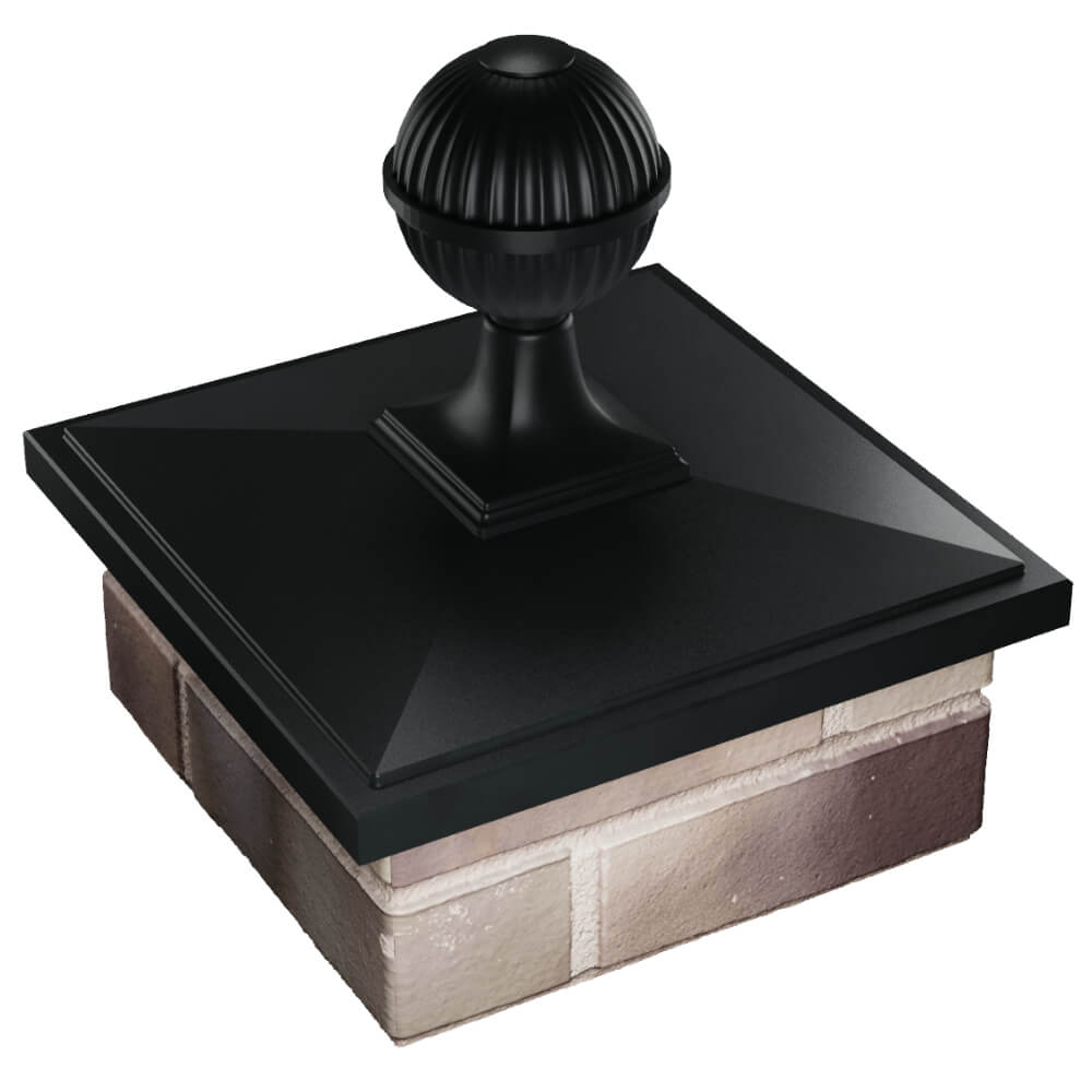 Колпак Zking БонаМоно Черный с шаром на столб 1.5х1.5 кирпича (385х385, 400х400мм) в сборе в Воронеже фото