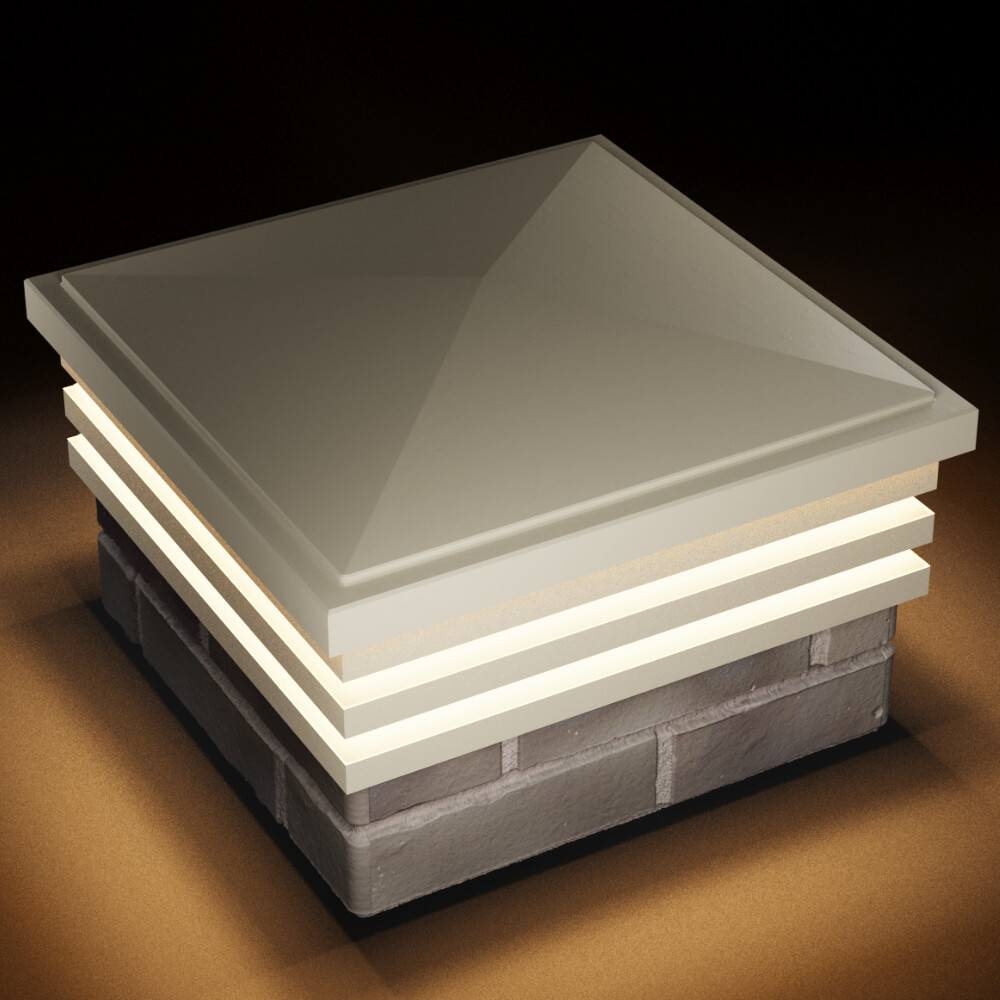 Колпак Zking Бона ХайТек Бежевый на столб 1.5х1.5 кирпича (385х385мм) с подсветкой в Воронеже фото