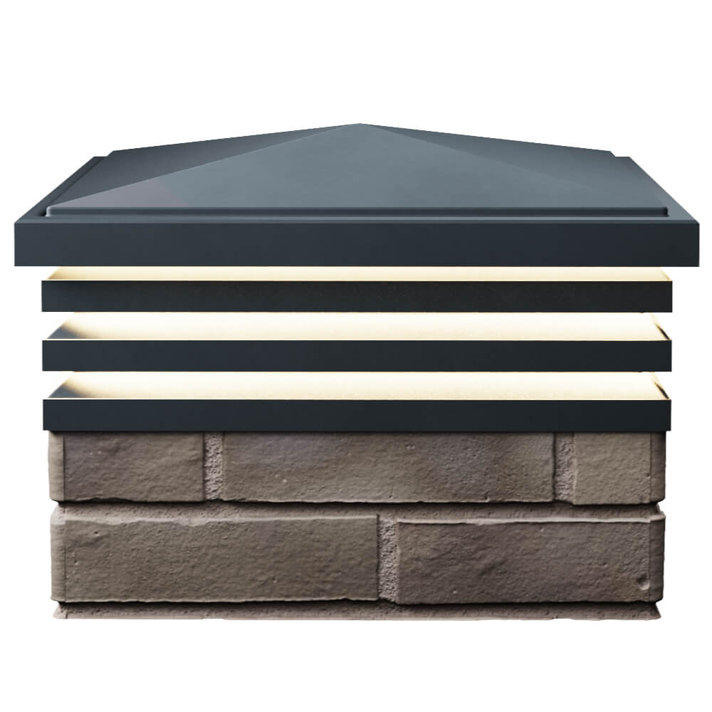 Колпак Zking Бона ХайТек Серый на столб 1.5х1.5 кирпича (385х385мм) с подсветкой в Воронеже фото