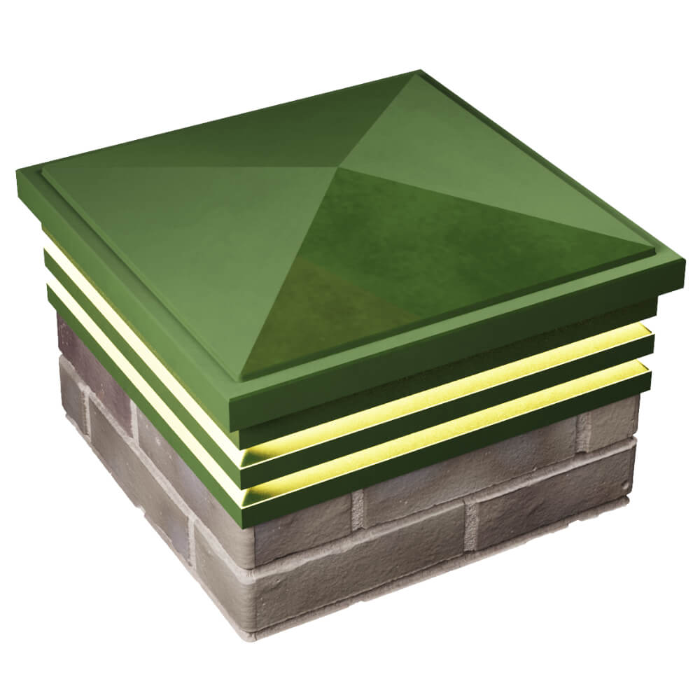 Колпак Zking Бона ХайТек Зеленый на столб 1.5х1.5 кирпича (385х385мм) с подсветкой в Воронеже фото