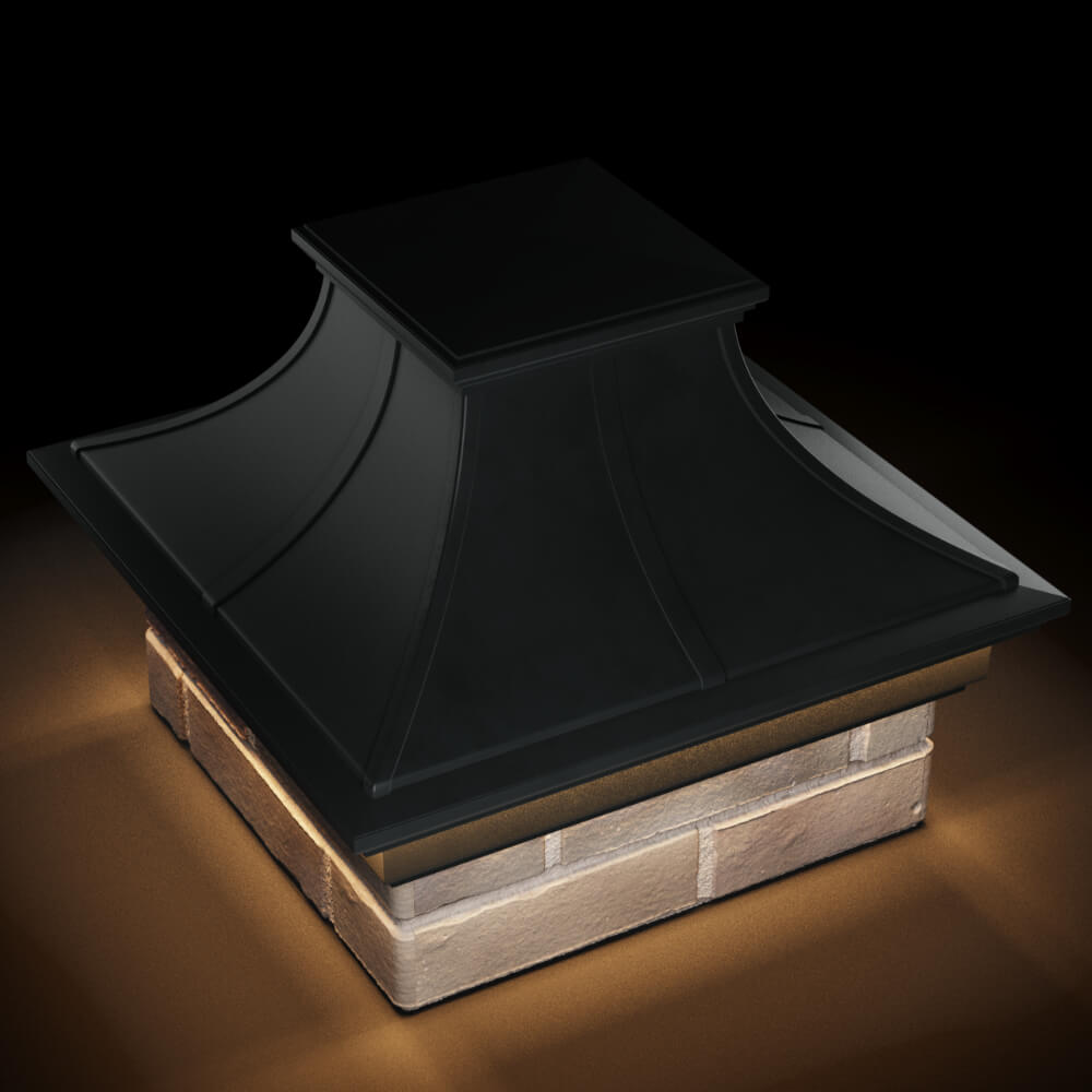 Колпак Zking Монблан Премиум Черный на столб 1.5х1.5 кирпича (385х385мм) с подсветкой в Воронеже фото