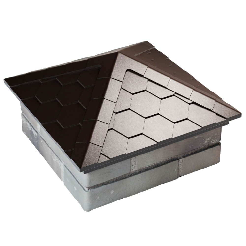 Колпак Zking Эверест Коричневый на столб 1.5х1.5 кирпича (390х390мм) в Воронеже фото