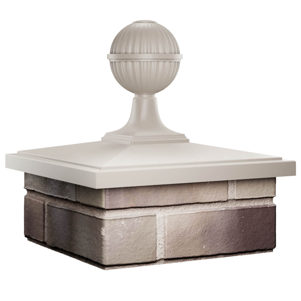Колпак Zking БонаМоно Бежевый с шаром на столб 1.5х1.5 кирпича (385х385, 400х400мм) в сборе в Воронеже фото