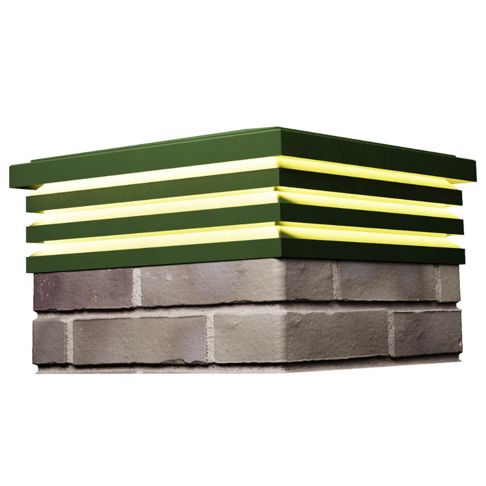 Колпак Zking Бона ХайТек Зеленый на столб 1.5х1.5 кирпича (385х385мм) с подсветкой в Воронеже фото