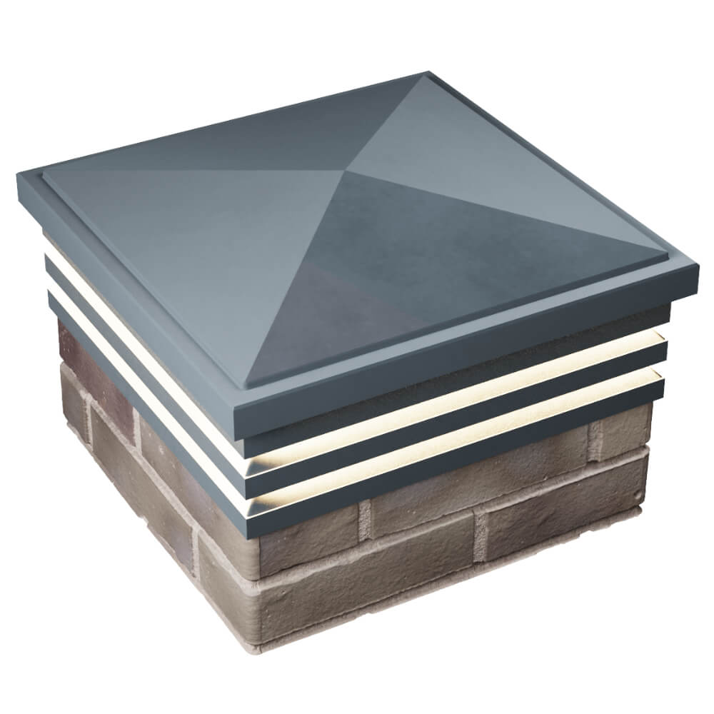 Колпак Zking Бона ХайТек Серый на столб 1.5х1.5 кирпича (385х385мм) с подсветкой в Воронеже фото