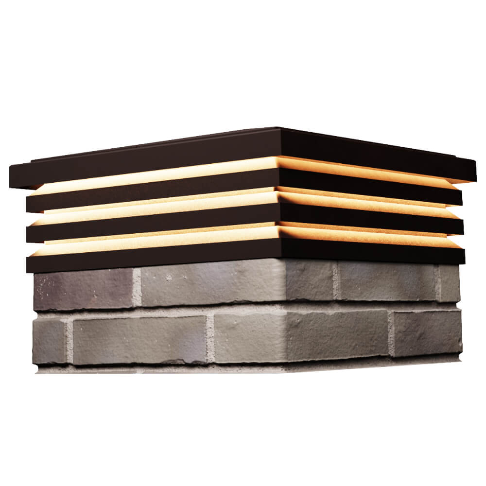 Колпак Zking Бона ХайТек Коричневый на столб 1.5х1.5 кирпича (385х385мм) с подсветкой в Воронеже фото