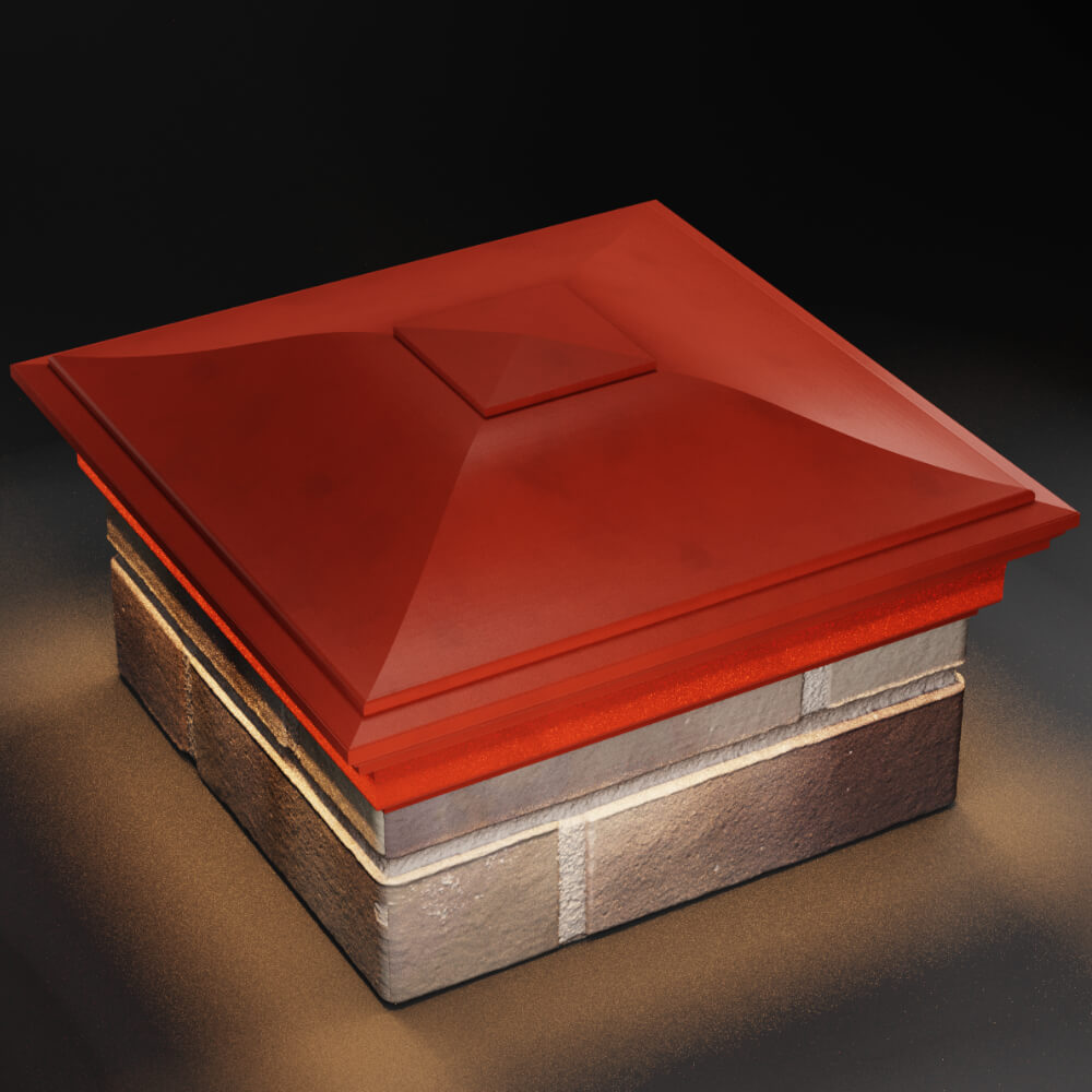 Колпак Zking Монблан Красный на столб 1.5х1.5 кирпича (385х385мм) с подсветкой в Воронеже фото