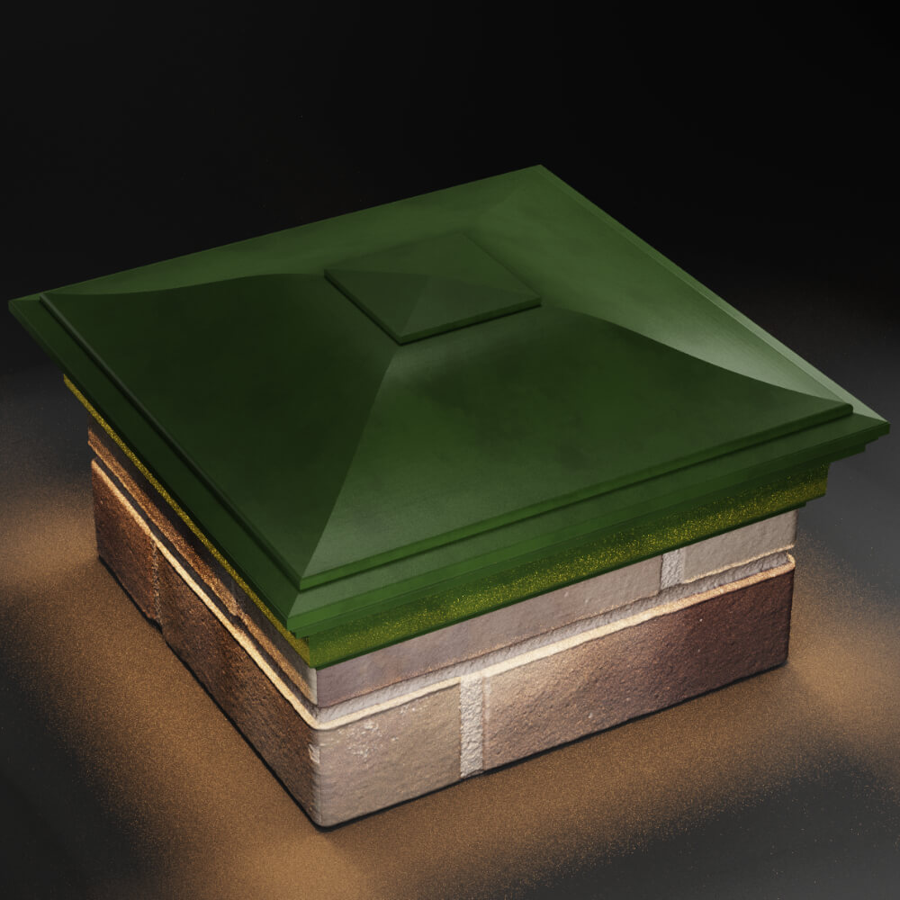 Колпак Zking Монблан Зеленый на столб 1.5х1.5 кирпича (385х385мм) с подсветкой в Воронеже фото