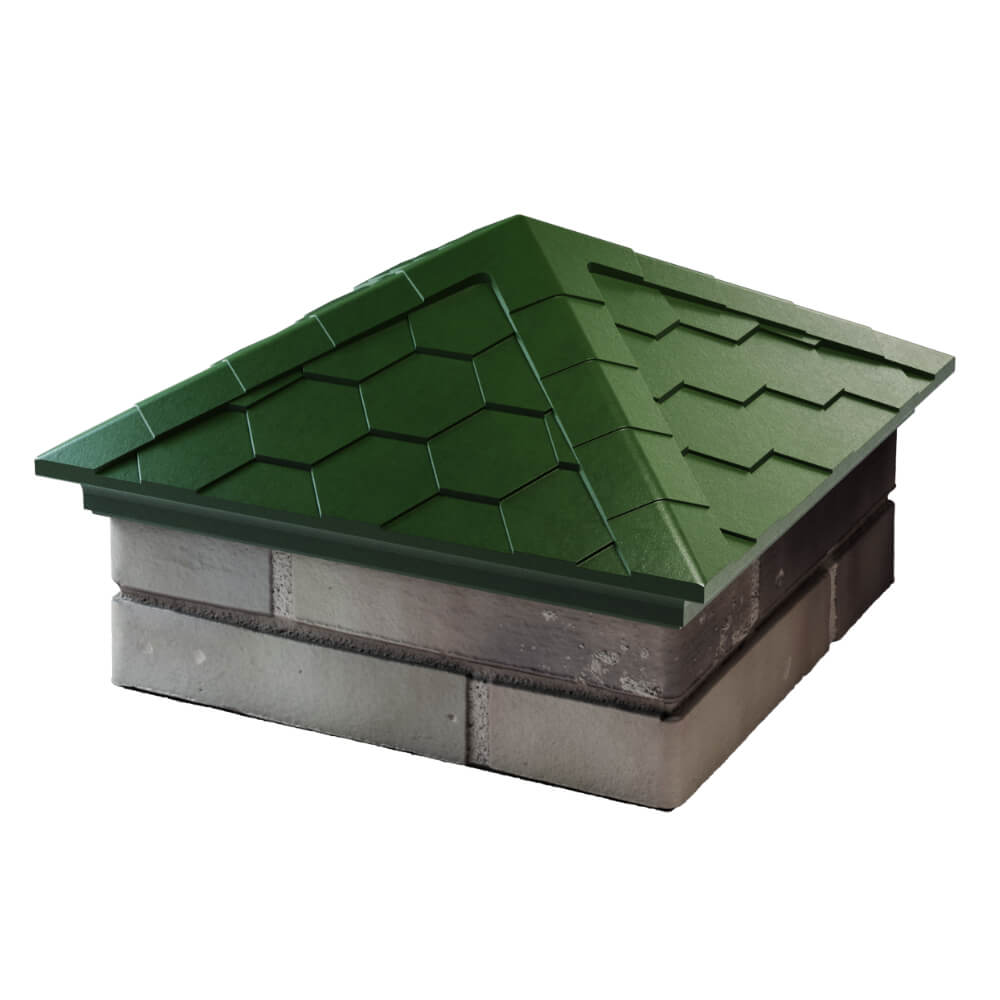 Колпак Zking Эверест Зеленый на столб 1.5х1.5 кирпича (390х390мм) в Воронеже фото