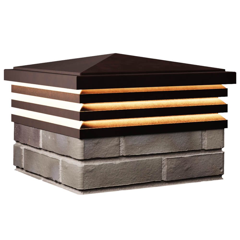 Колпак Zking Бона ХайТек Коричневый на столб 1.5х1.5 кирпича (385х385мм) с подсветкой в Воронеже фото