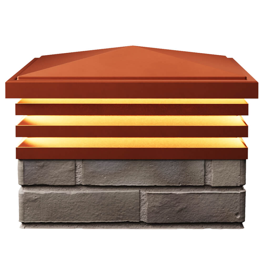 Колпак Zking Бона ХайТек Красный на столб 1.5х1.5 кирпича (385х385мм) с подсветкой в Воронеже фото