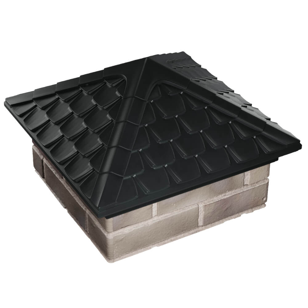 Колпак Zking Эльбрус Черный на столб 1.5х1.5 кирпича (385х385мм) в Воронеже фото