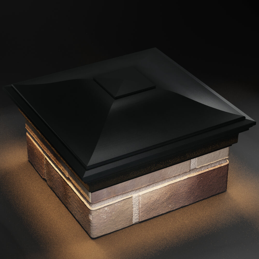 Колпак Zking Монблан Черный на столб 1.5х1.5 кирпича (385х385мм) с подсветкой в Воронеже фото