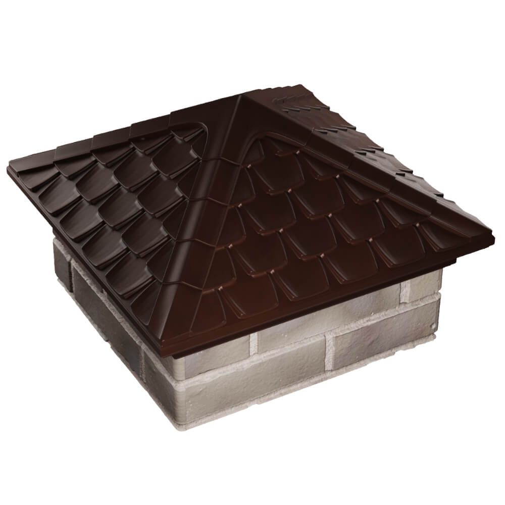 Колпак Zking Эльбрус Коричневый на столб 1.5х1.5 кирпича (385х385мм) в Воронеже фото