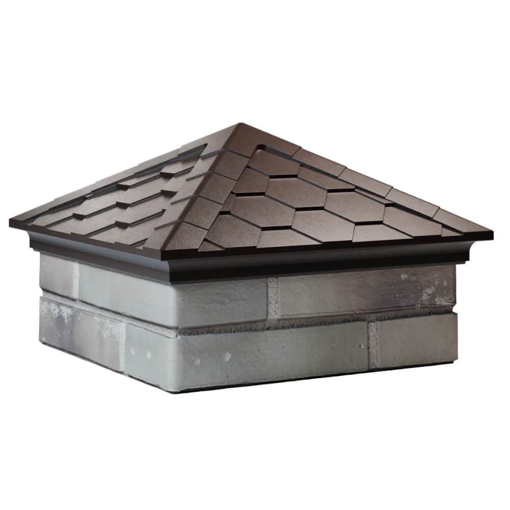 Колпак Zking Эверест Коричневый на столб 1.5х1.5 кирпича (390х390мм) в Воронеже фото