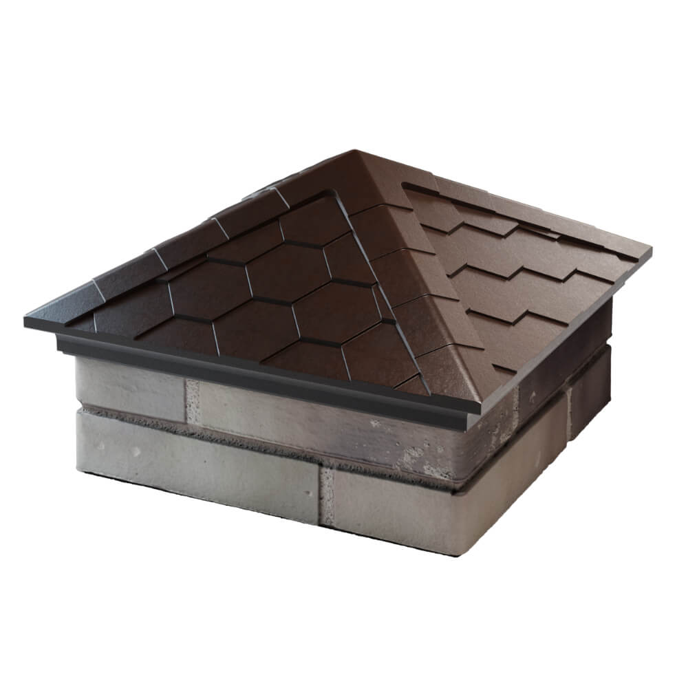 Колпак Zking Эверест Коричневый на столб 1.5х1.5 кирпича (390х390мм) в Воронеже фото
