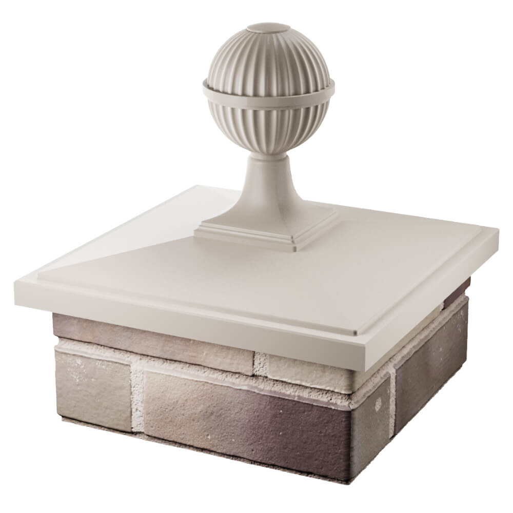 Колпак Zking БонаМоно Бежевый с шаром на столб 1.5х1.5 кирпича (385х385, 400х400мм) в сборе в Воронеже фото