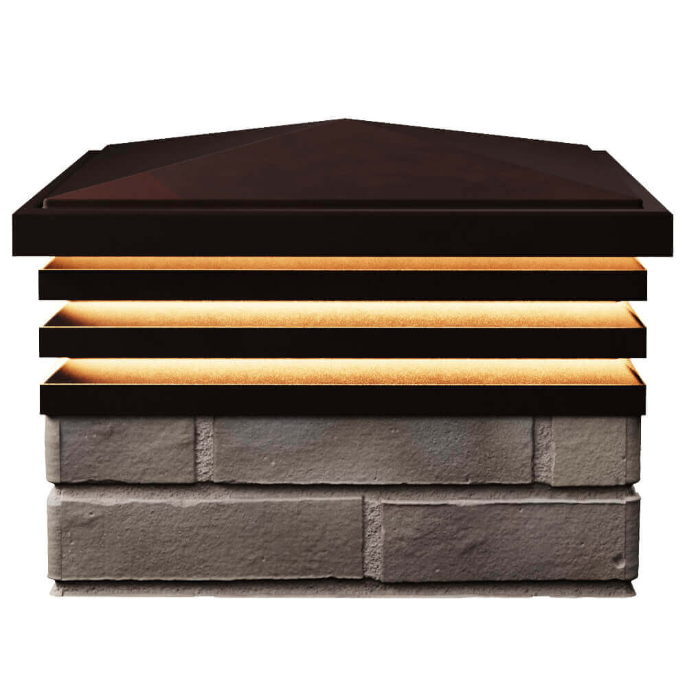 Колпак Zking Бона ХайТек Коричневый на столб 1.5х1.5 кирпича (385х385мм) с подсветкой в Воронеже фото